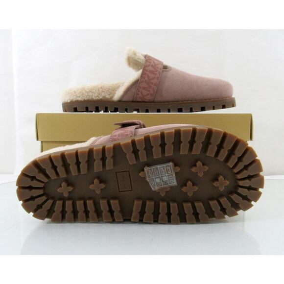 Michael Kors Judd Closed Toe Suede Lug Sole Slide MK Logo Fawn Light Pink Size 7 - Picture 11 of 11
